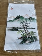 Vintage Hand Painted Silk Picture Of Chineese Landscape