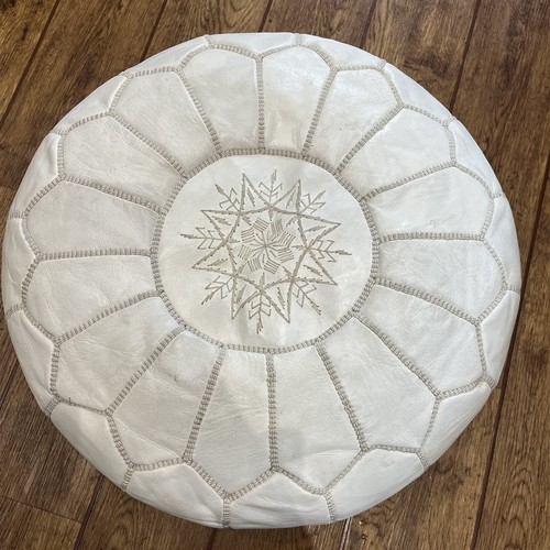 Moroccan white leather hand - white,