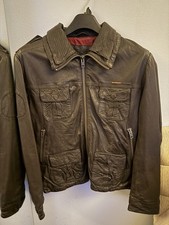 Superdry Brad Leather Jacket - Dark Brown - Vintage Biker - Mens Large ✅
