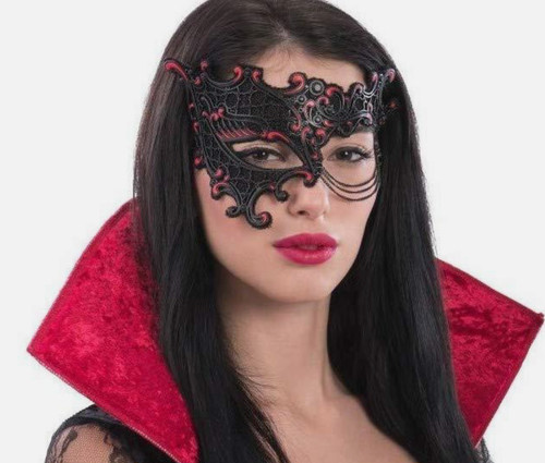 Black red filigree phantom - black,