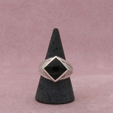 sterling silver mens vintage black onyx signet ring size 10