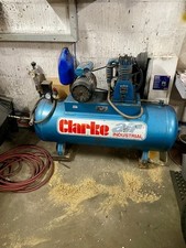 Air Compressor, Clarke Air Industrial, Cast iron pump upgrade, with extras