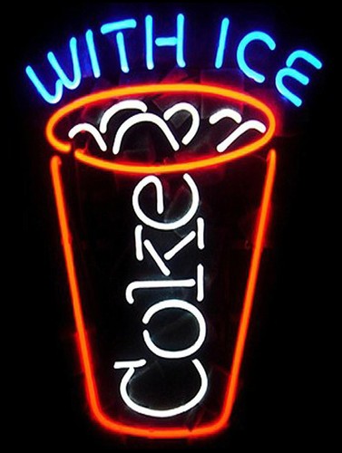 Coke with ice neon retro - coke,