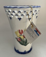 Delftware Royal Thicket Vase Tulips Hand Painted Holland 6” Tall