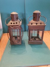 Pair of 17cm Brass Oil Lamps