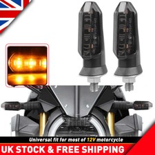 4x Motorcycle Motorbike Turn Signal Indicator Lamp Amber Mini LED Light Smoked
