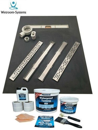 Wet room shower tray kit - room,