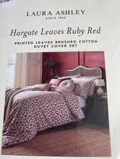 Laura Ashley Hargate Leaves Ruby Red King Size Brushed Cotton Duvet Set New