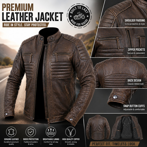 Motorcycle jacket brown - jacket,