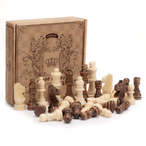 Wooden chess pieces - wooden, only