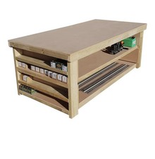 Wooden MDF top workbench with two shelves, side shelving 5ft IPSWICH COLLECTION