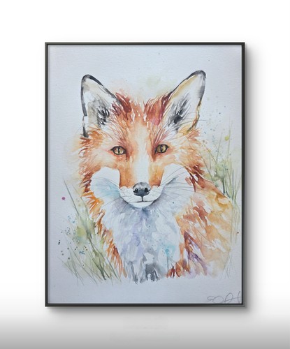 Original fox watercolour - original,