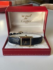 Cartier Must de Cartier Tank Vermeil 925 Black Lacquer Dial  1981 + Box & Papers