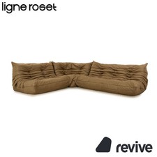 Ligne Roset Togo Vegan Leather Fabric Corner Sofa Olive Khaki Couch Neubezug