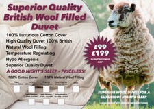 SUPERIOR WOOL DUVETS PURE LUXURY BEDDING COTTON COVER BRITISH WOOL ALL SIZES