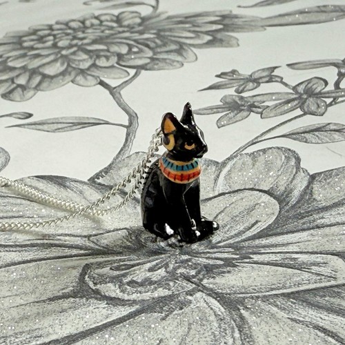 Egyptian cat porcelain pendant - egyptian,