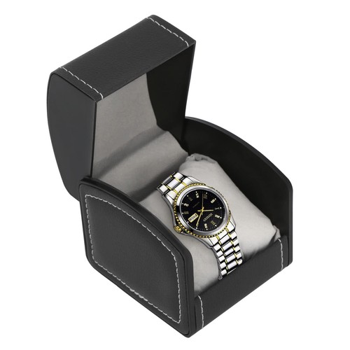 Single grid leather watch - grid,