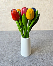 Wooden tulips with vase, set