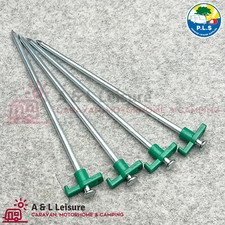 4 x Hard Ground Steel Rock Pegs GREEN 25cm Awning, Tent, Awning - 6009950