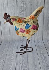 Cream Hen Metal Sculpture