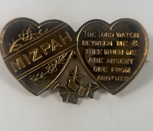 Antique mizpah double - antique, heart