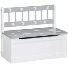 Wooden Toy Box Kids Storage Bench Seat Chest with Safety Hinge Grey