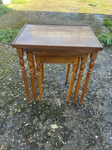 Vintage yew wood nest three - wood, of