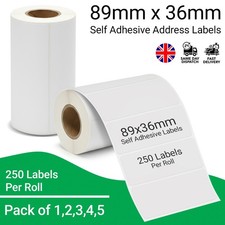250 Self-Adhesive Address Labels Stickers Roll Shipping White Office 89x36mm