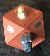 Small Vintage Yixing Teapot with Dragon Spout/Handle & Animal Decoration 6” x3”