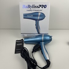 BaBylissPRO Nano Titanium Professional Lightweight Hair Dryer Blue EUC