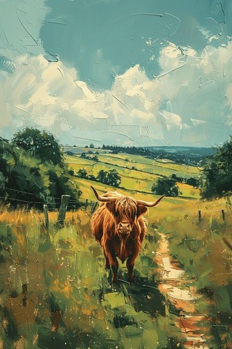 Highland cow canvas picture - cow,