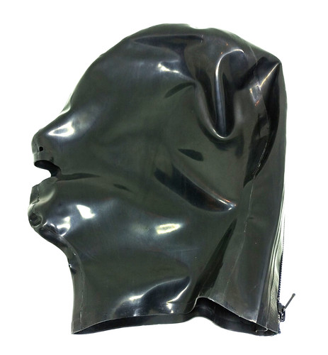 Black latex rubber - black, hood