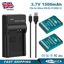 2Pcs EN-EL12 Battery+Charger