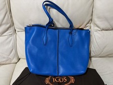 TODS BLUE LEATHER SHOPPING ZIP