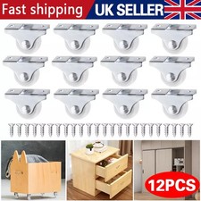 12 Pcs Fixed Castor Wheels for Furniture Cabinet Small Casters Non-Swivel 25MM