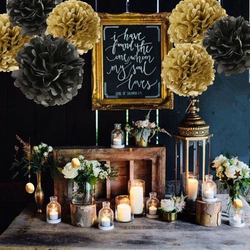 7pcs gold black tissue - tissue, pom