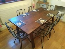 Dining Table & Chairs Wooden Dining Table With 6 Industrial Style Metal Chairs
