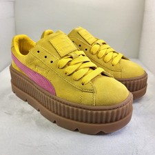 PUMA Fenty Cleated Creeper Womens Trainers Suede Yellow Pink UK4 *NEW* (X15)
