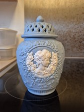 Decorative Greek Style Lidded Blue Vase