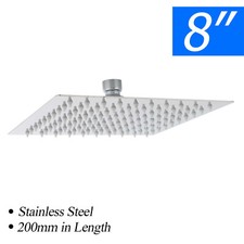 Chrome 8 Inch Square Stainless Steel Shower Rainfall Rose Shower Head Bathroom