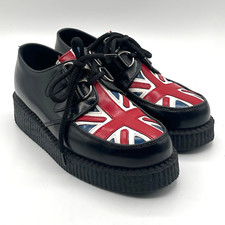 Underground England Wulfrun Creepers Union Jack Punk Platform Shoes Size 7.5