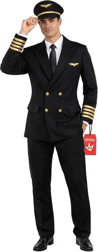 Men black pilot costume - black, &