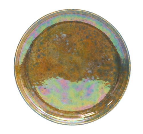 Ruskin pottery ochre - ochre, blue
