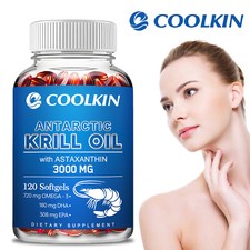 120pcs Antarctic Krill Oil 3000mg - Anti-aging - Omega-3 EPA, DHA, Astaxanthin