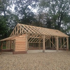 3 Bay Oak Framed Garage Kit - Catslide - 9x6m - Gable End