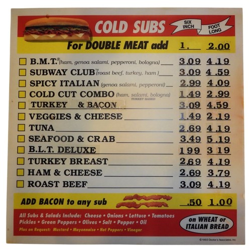 1993 subway restaurant cold - subway,