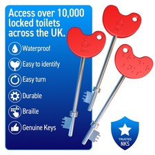 NKS RADAR KEY Disabled Toilet Bathroom Door Access Braille Easy Turn