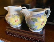 Two Scottish Buchan Portobello Pottery Handpainted Stoneware Jugs