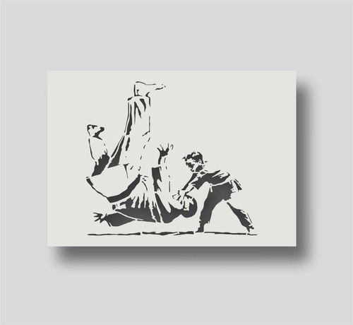 Banksy judo stencil - stencil,