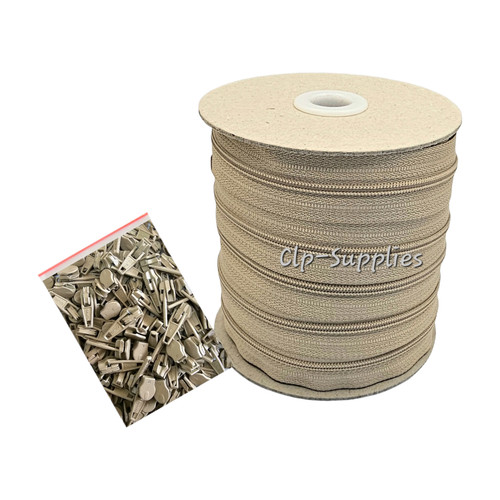 Beige no3 nylon continuous zip - no3,